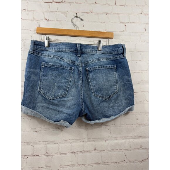 Old Navy Boyfriend Jean Shorts Womens Size 10 Blue Distressed Rolled Hem - Picture 2 of 8